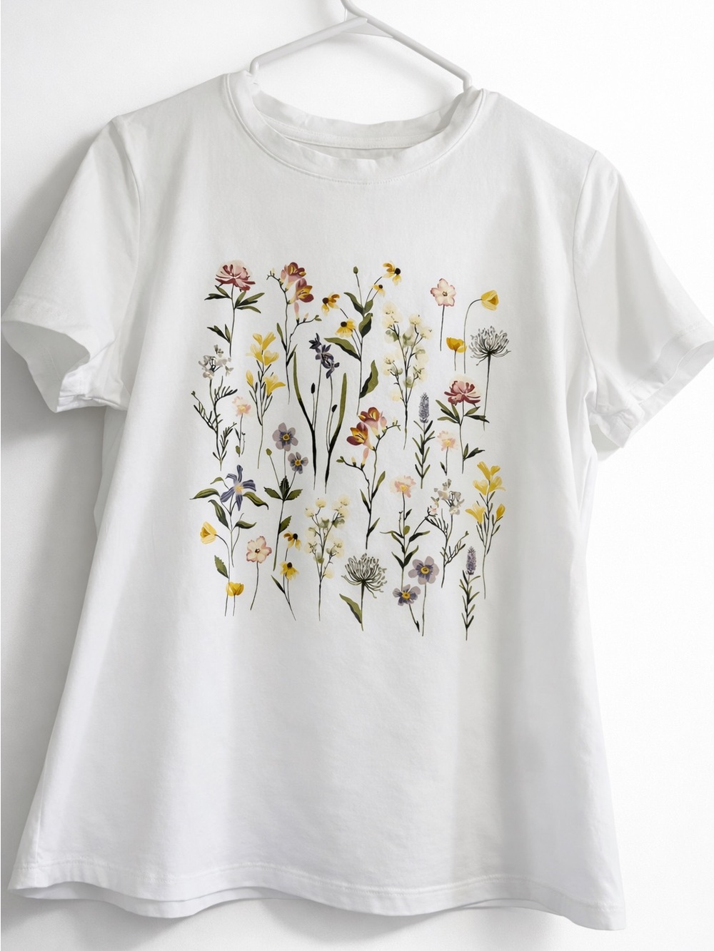 Essentials White Tee with Floral Print